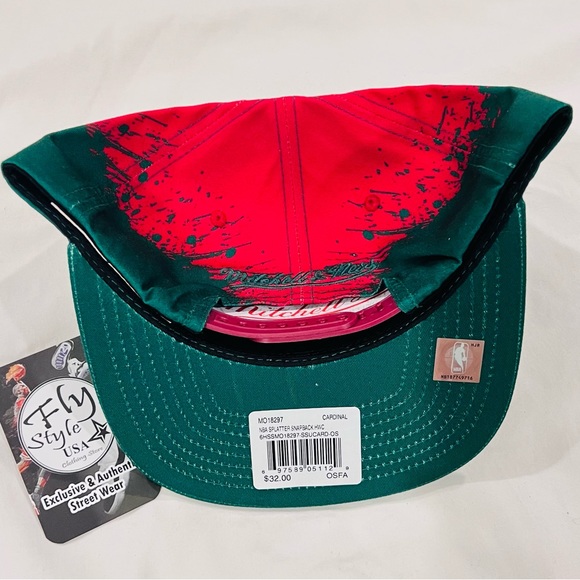 Exclusive Mitchell & Ness NBA Seattle Super Sonics Green Red Paint Top Snapback - Picture 2 of 2